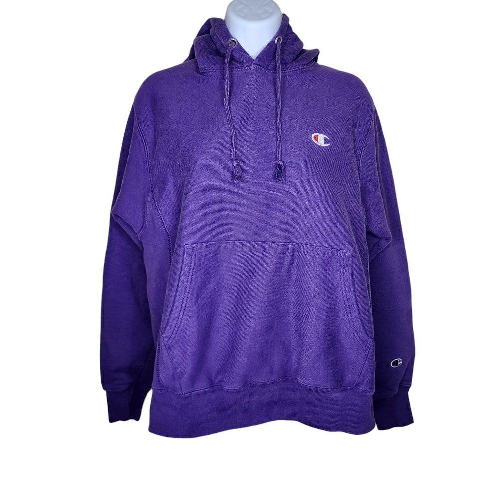 Vintage Y2K Champion Reverse Weave Sweatshirt Hoodie Mens Size S Purple Kangaroo
